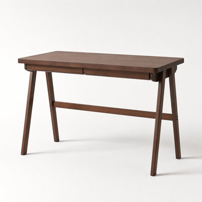 Solid Wood Computer Desk with Drawer, Retro Writing Desk Featuring Sturdy A-Frame Legs and Extra Thick Tabletop for Home Office Study and Work