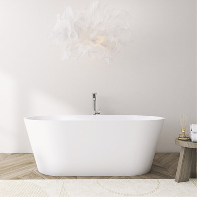 65 Inch Solid Surface Freestanding Bathtub, Modern Design, Matte Finish For Family Bathroom Relaxation And Comfort Luxury, Renovations