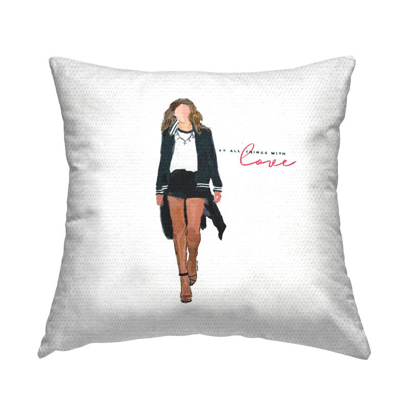 Coussin d'extérieur «Do All Things With Love Trendy Girl» par Amelia Noyes