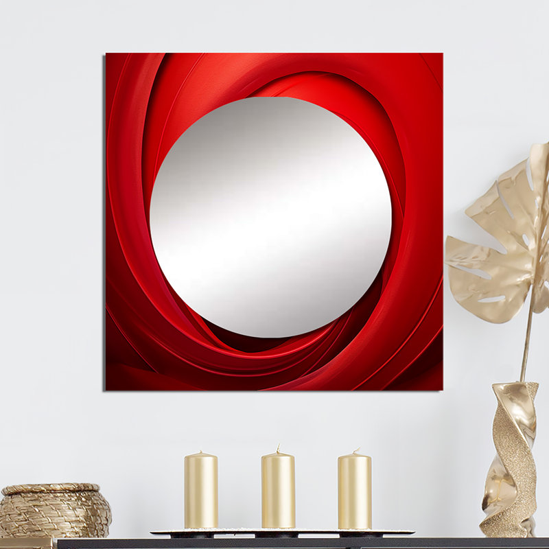 Vortex rouge I à motif de spirales abstraites et vortex, 36 po x 36 po