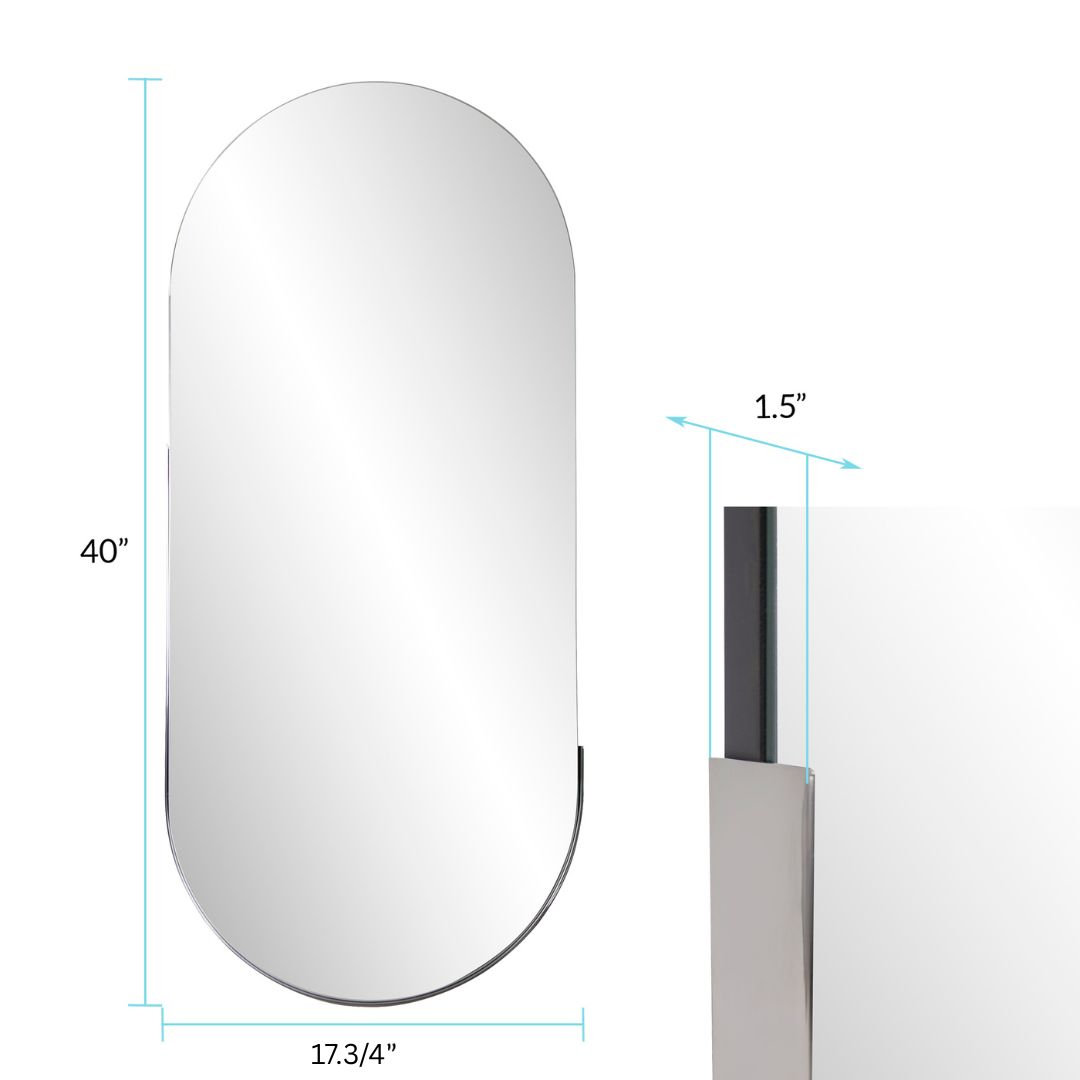 Mantra Stainless Steel Oval Mirror, Stainless Steel