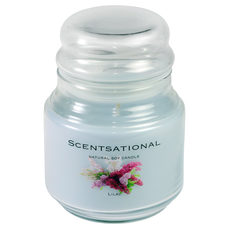 Scented Jar Candle with Glass Holder, Lilac