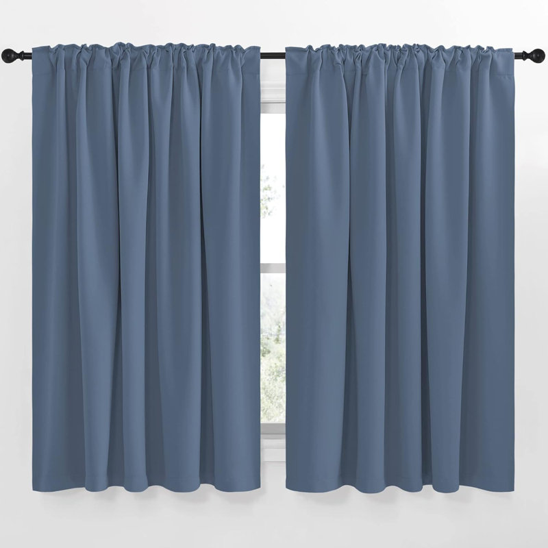 Blackout Curtain Light & Noise Reducing Room Darkening Drapes for Bedroom/Living Room/Kitchen, 2 Pieces, 70" W x 63" L