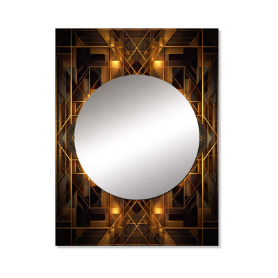 Lorangview Gold Black Fractal Tide V - Fractals Decorative Wall Mirror, Gold Mirror, Printed Metal Art