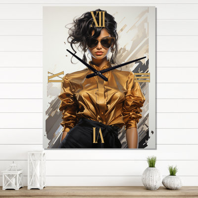 Mannequin haute couture en noir et or - Très grandes horloges murales pour femme
