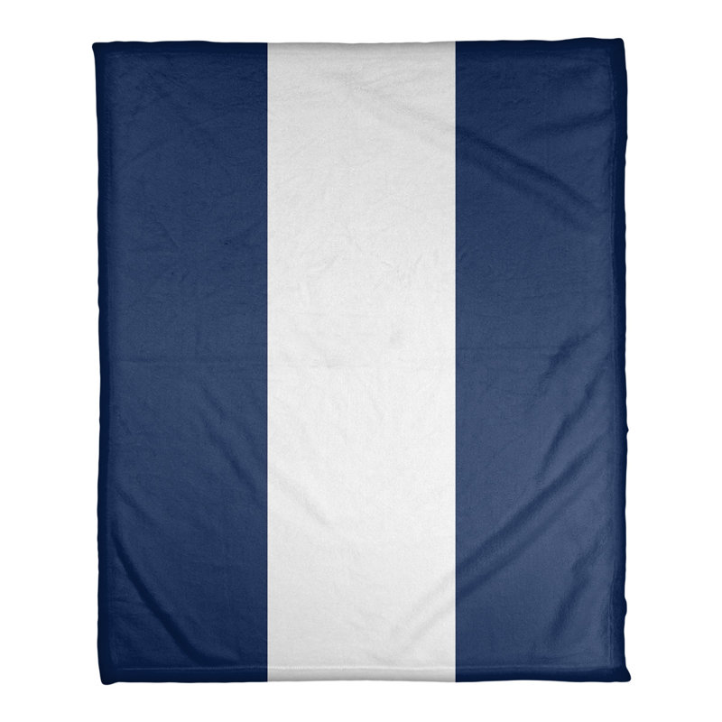 Quilted Throw Blanket, 62.5" W x 82.5" L, Navy Blue/White