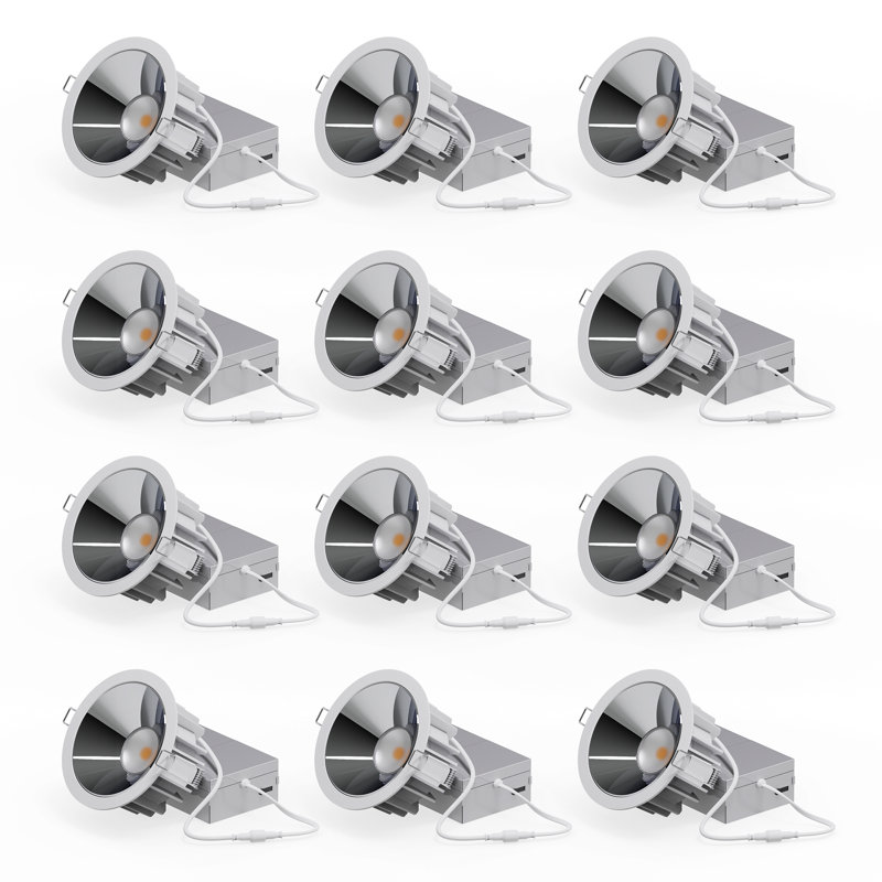 DEL encastrée 4 po, 12 W, angle de faisceau de 36 degrés, 5 CCT sélectionnable, intensité variable 0-10 V, 120-277 V