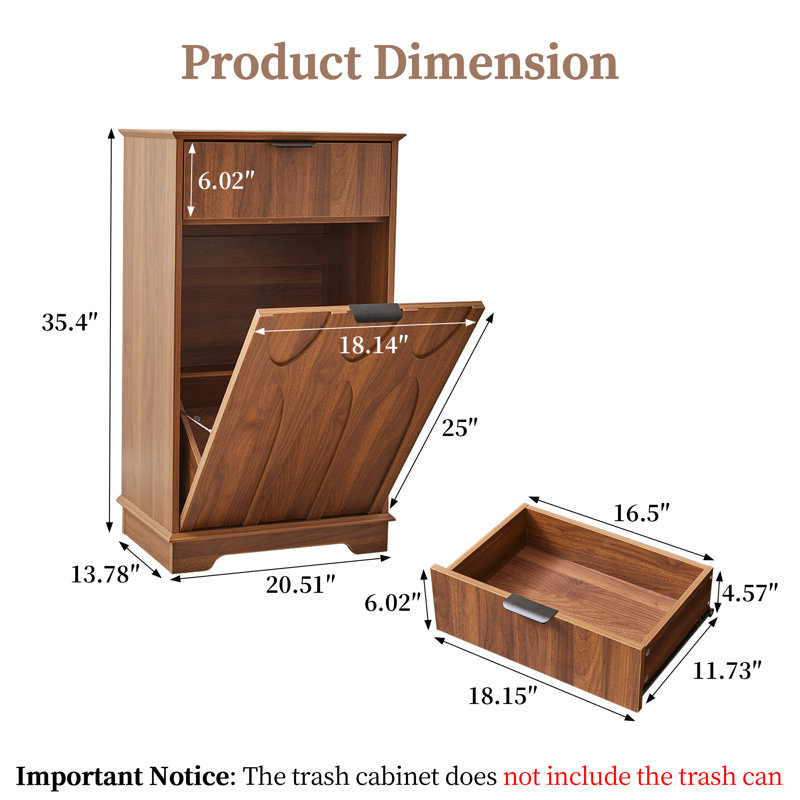 Armoire à poubelle inclinable avec tiroir 20,51 "