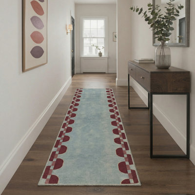 Tapis d'intérieur moderne à motif géométrique lavable en mailles de chaîne moderne avec envers antidérapant