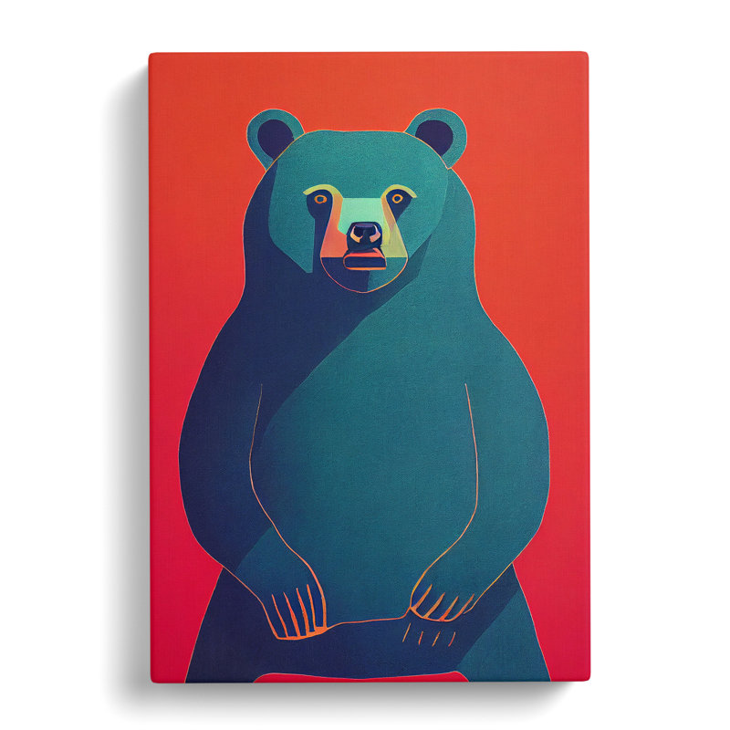 Sitting Bear Abstract - Wrapped Canvas, 60cm H x 40cm W x 3cm D
