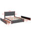 Grand lit plateforme tapissier avec 2 tiroirs et un lit gigogne-250563763