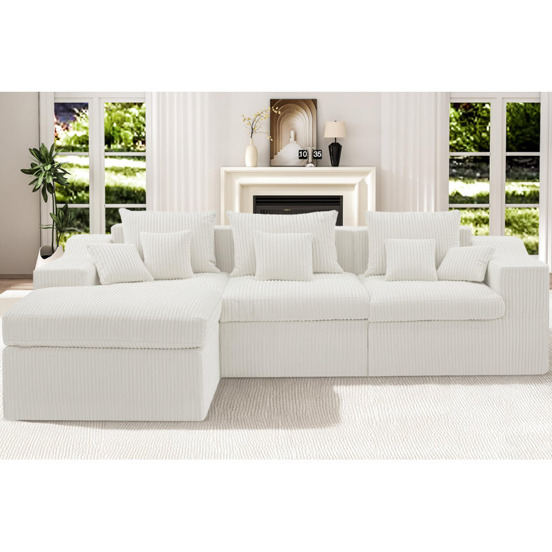 Canapé d'angle modulaire de 101 po avec pouf, canapés Big Comfy Cloud, canapé d'angle modulaire 4 places en forme de L, canapés d'angle à double coussin avec assise profonde pour salon, aucun assemblage requis