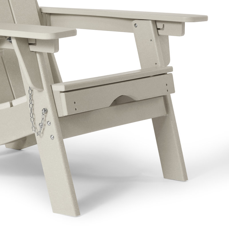 Laguna Outdoor Folding Adjustable Adirondack Chair With Cup Holder & Hideaway Ottoman (Set Of 2), Beige