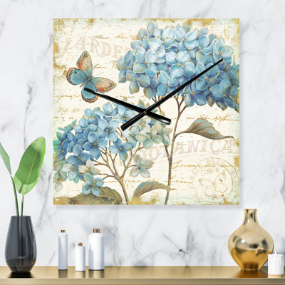Butterfly Blue Garden II - Horloge murale traditionnelle