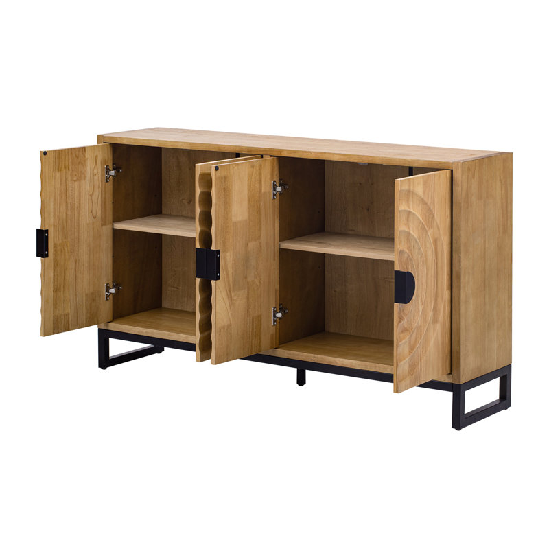 Armoire en bois polyvalente avec porte élégante Water Wave et nombreuses options de rangement, Naturel