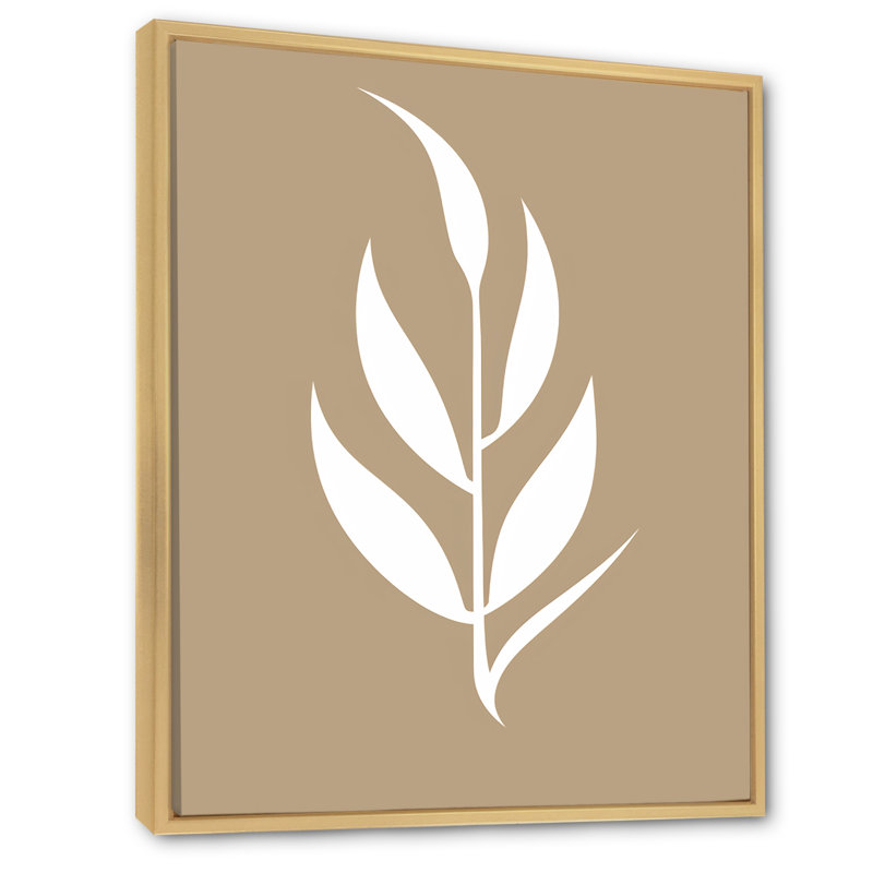 Minimal Botanicals, feuille simple sur fond beige, H 32 po x l 24 po x P 1 po, Cadre naturel flottant