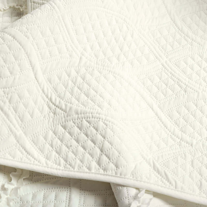 Ivory Full/Queen Microfiber Textured Quilt Set
