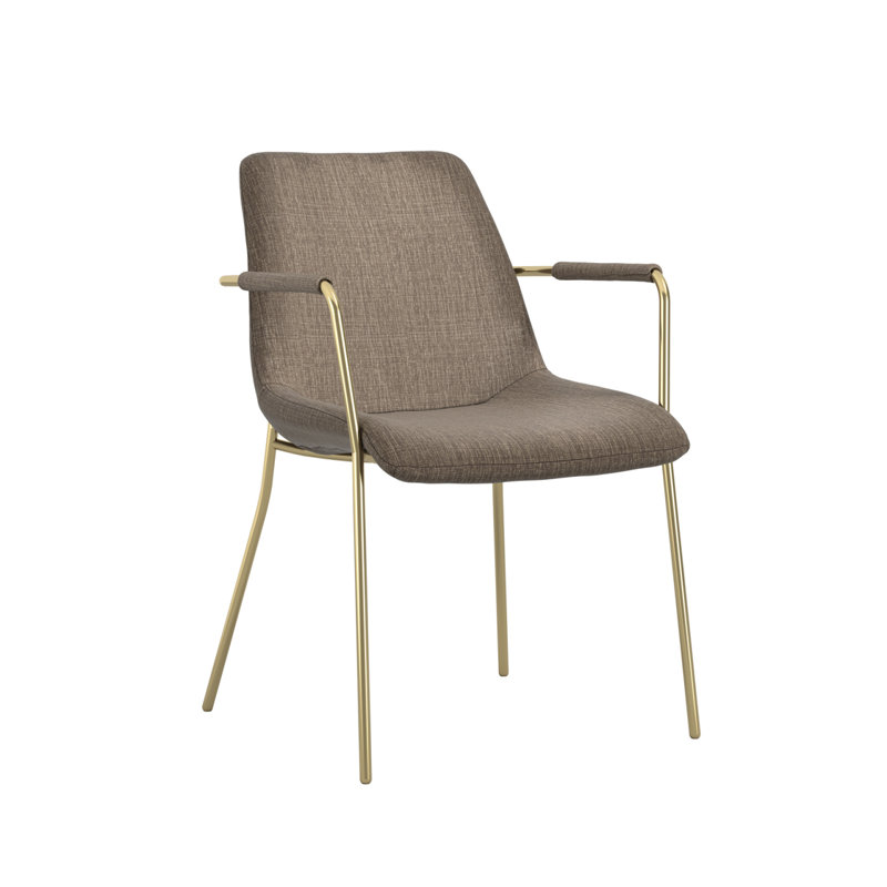 CARLO DINING CHAIR WITH ARMS, Gold, Brown
