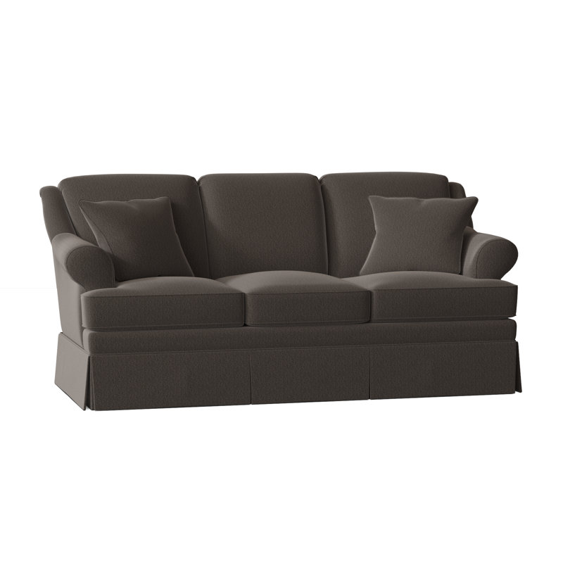 Canapé à accoudoirs arrondis de 73 po avec coussins réversibles Connor, Anello 42 sergé performance gris foncé, Oui