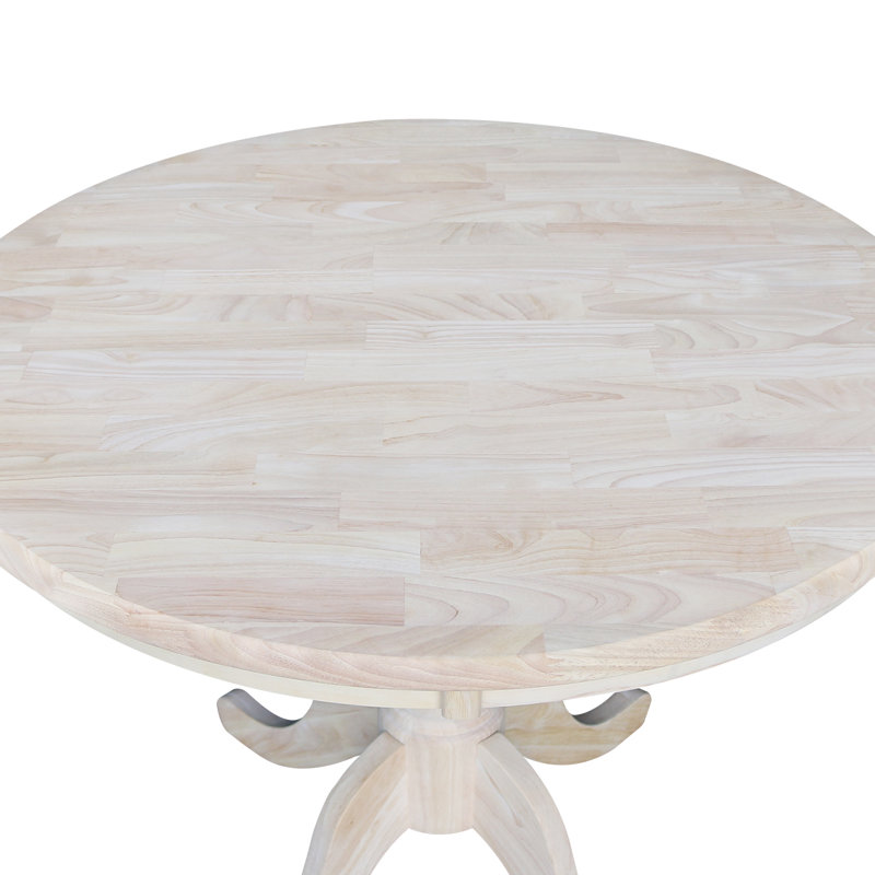 Table de salle à manger à piédestal en bois massif, H 30 po x L 36 po x l 36 po, Brut
