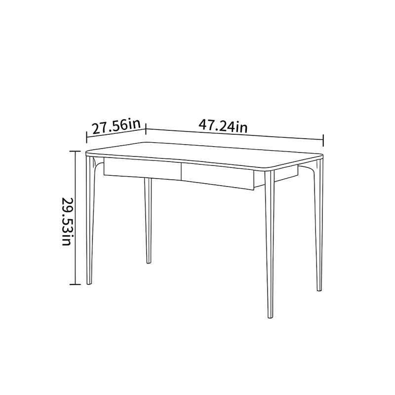 Minimalist style curved desk, 29.53" H x 47.24" W x 27.56" D, Brown
