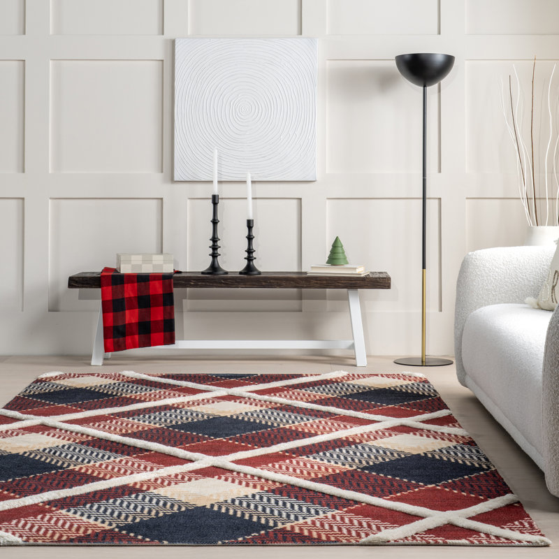 Anastasia High-Low Plaid Area Rug, Rectangle 6' x 9'