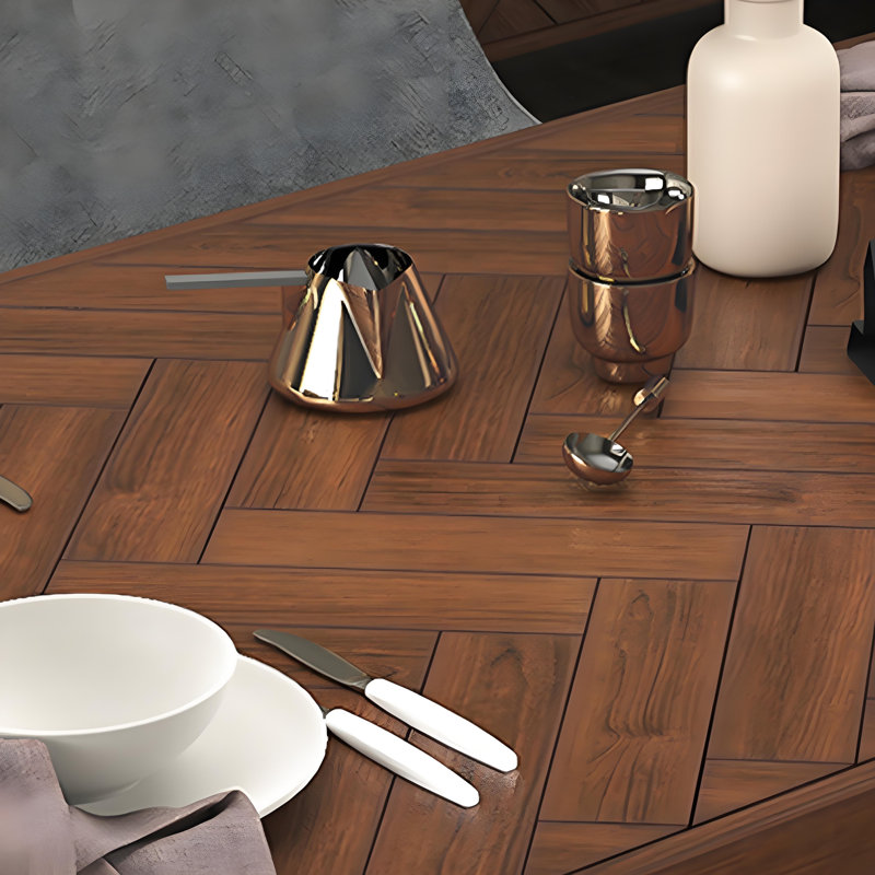Table de salle à manger en bois massif de luxe clair, H 29,52 po x L 55,11 po x l 27,55 po