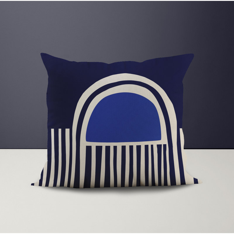 Jeté carré en polyester intérieur / extérieur, L 15 po x H 15 po, Bleu marine