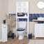 Armoire de rangement compacte pour papier hygiénique avec distributeur, organisateur de toilette blanc pour le rangement dans la salle de bain, peut contenir jusqu'à 6 rouleaux, collection Santorin