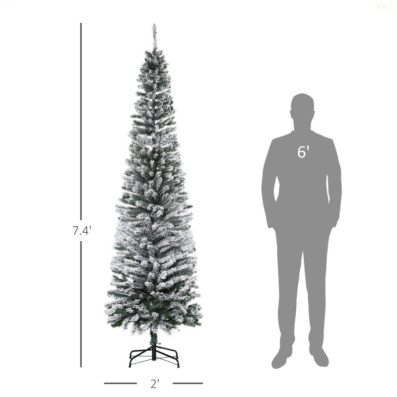 Décoration de jardin de Noël, arbre de Noël floqué avec fausse neige, branches denses