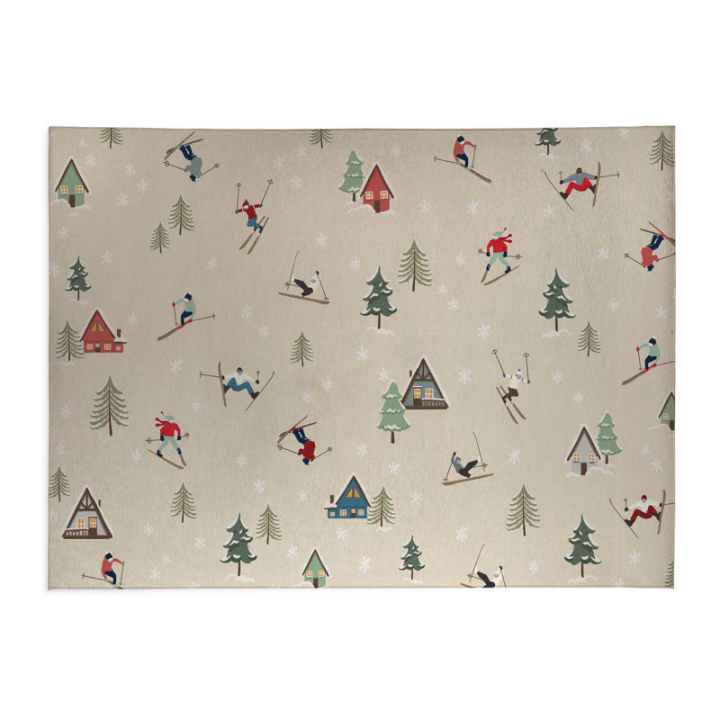 Tapis de lessive léger antidérapant Downhill, 49 "L x 6 "H, Ivory Geometric
