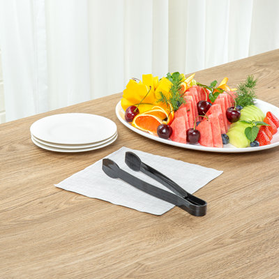 Restaurantware-Cater Tek 9 Inch Serving Tongs, 100 Disposable Tongs For Catering - With Ridged Tips, Heavy-Duty, Black Plastic Food Tong, Long Handle, For Weddings, Buffets, Catering Events