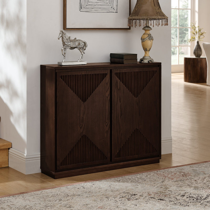 Mid Century Modern Narrow Side Cabinet, Walnut