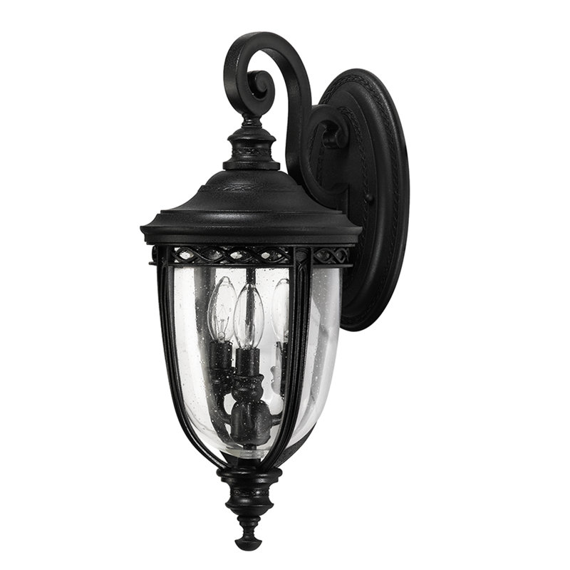 Thynes 3 - Bulb Seeded Glass Outdoor Wall Lantern, Medium, British Bronze