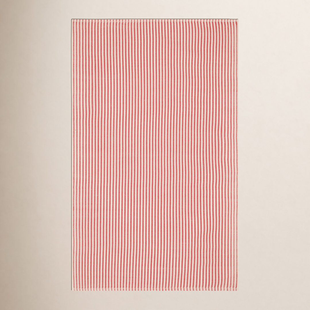 Pinstripe Red/Ivory Handwoven Indoor/Outdoor Rug Home Conservatory Rug 