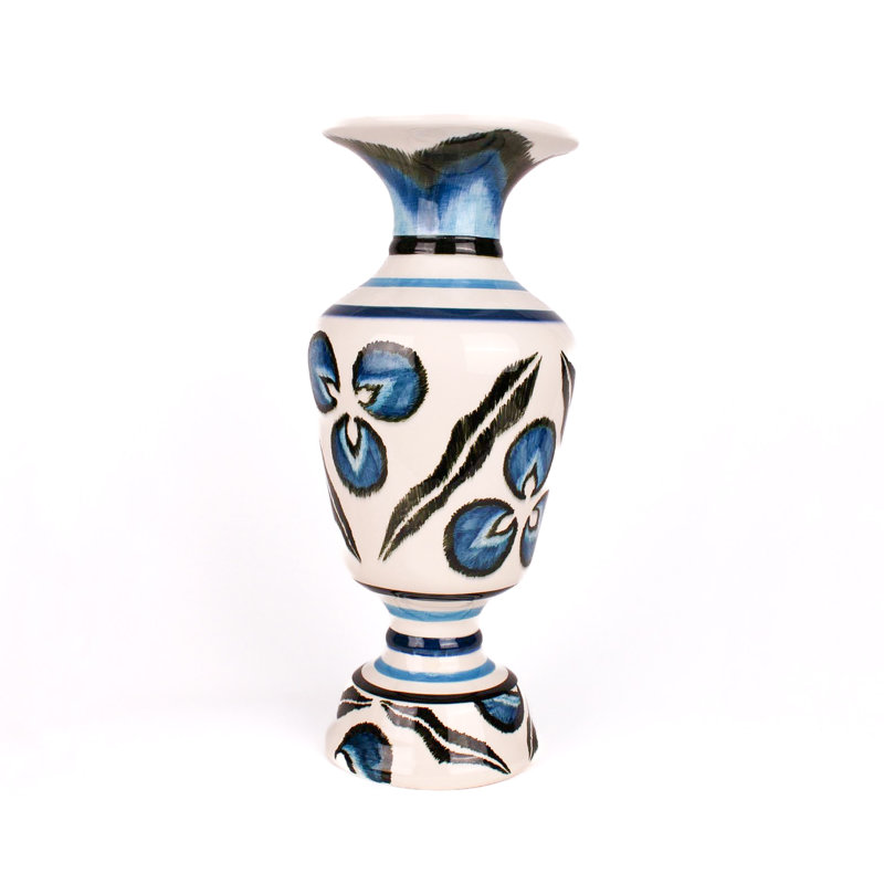 Handmade Ceramic Table Vase, Blue/Black