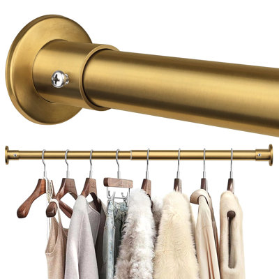 Tringles de garde-robe pour suspendre les vêtements, tringle de garde-robe réglable de 17 à 40 pouces, tringle de garde-robe robuste en acier inoxydable - doré