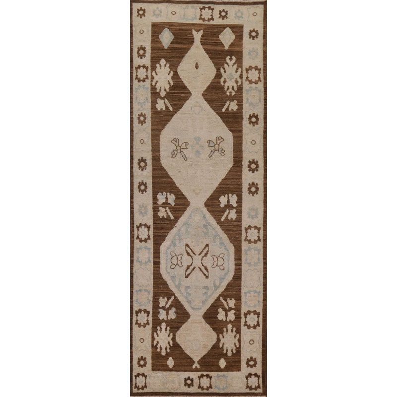 Tapis de couloir unique en laine noué à la main de style nouvel âge 2 pi 10 po x 9 pi 1 po Oushak
