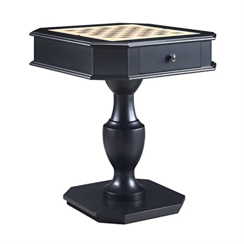 Table de jeu avec rangement 3 en 1 Ajavion - Échecs, dames et backgammon, Noir, noir, noir, noir