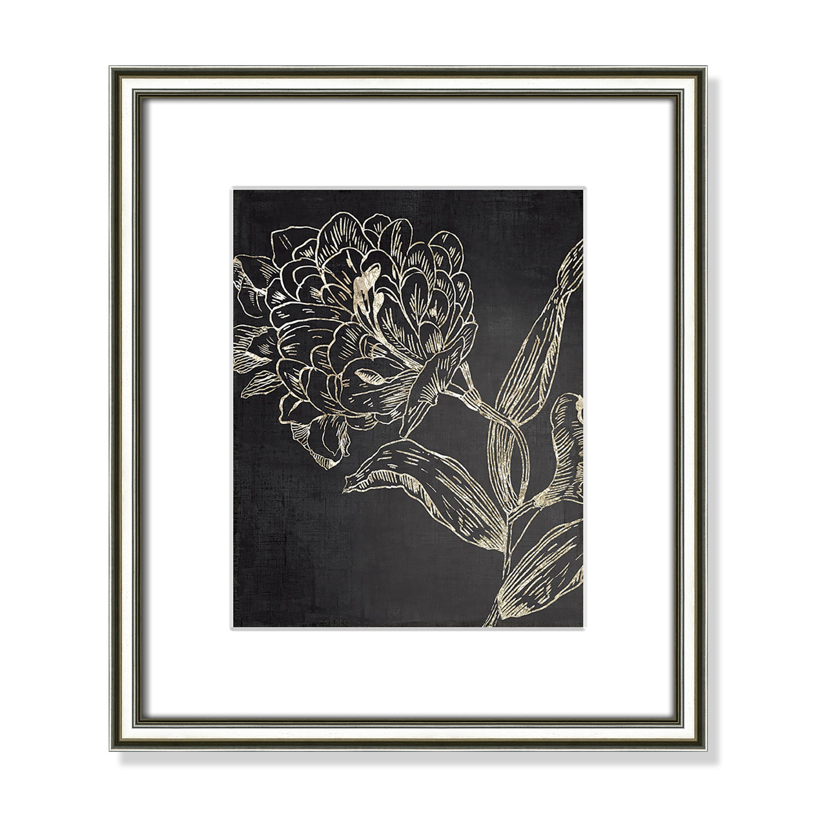 Golden Flower Folklore II by Asia Jensen - Picture Frame Graphic Art, 16.25" H x 14.25" W, Gold