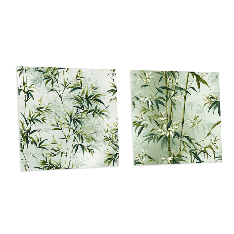 Hachiro - Ensemble de 2 verres muraux décoratifs en acrylique, H 16 po x l 33 po
