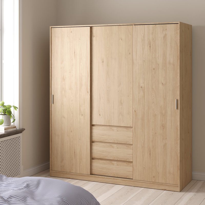 Bonaira 3 Door Manufactured Wood Wardrobe, Jackson Hickory Oak