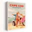 Cape Cod Massachusetts Summer Beach Art Retro Vintage Abstract Dog Coastal Wall Art Print 1 Piece Wrapped Canvas Wall Art-987892534