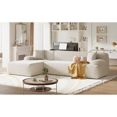 Modern Large Sectional Salon . 2 Piece Blend. Pure Comfort Foam Experience. 27-Inch Deep Seating Luxury. Wrinkle Chenille Style. 3, Beige. 111''W X 66.5''D 26.5''H For Living Room. Simplified High