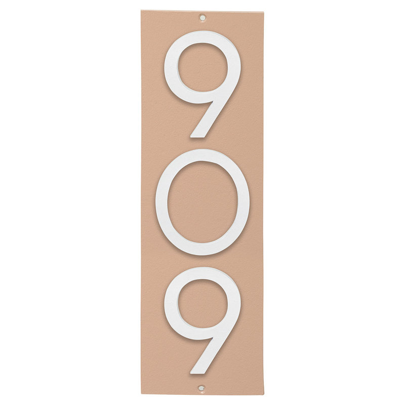 Plaque d'adresse murale sur 1 ligne, Taupe / Blanc, Oui