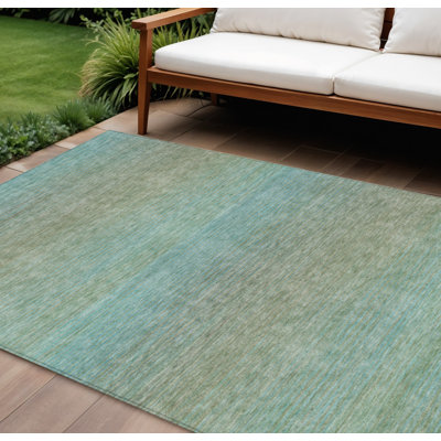 Tapis bleu sarcelle lavable à rayures 8 pi x 10 pi bleu sarcelle