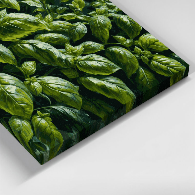 Art mural sur toile botanique vert basilic, H 11 po x l 14 po