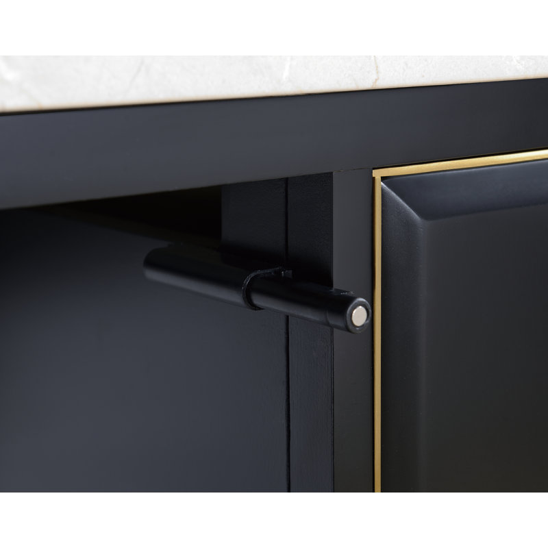 Mason 60" Double Bathroom Vanity with Carrara Marble Top, Matte Gold, Black, Carrara White