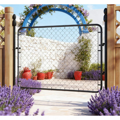 Porte de jardin en acier galvanisé, barrière de clôture à chaînette, pour entrée de cour