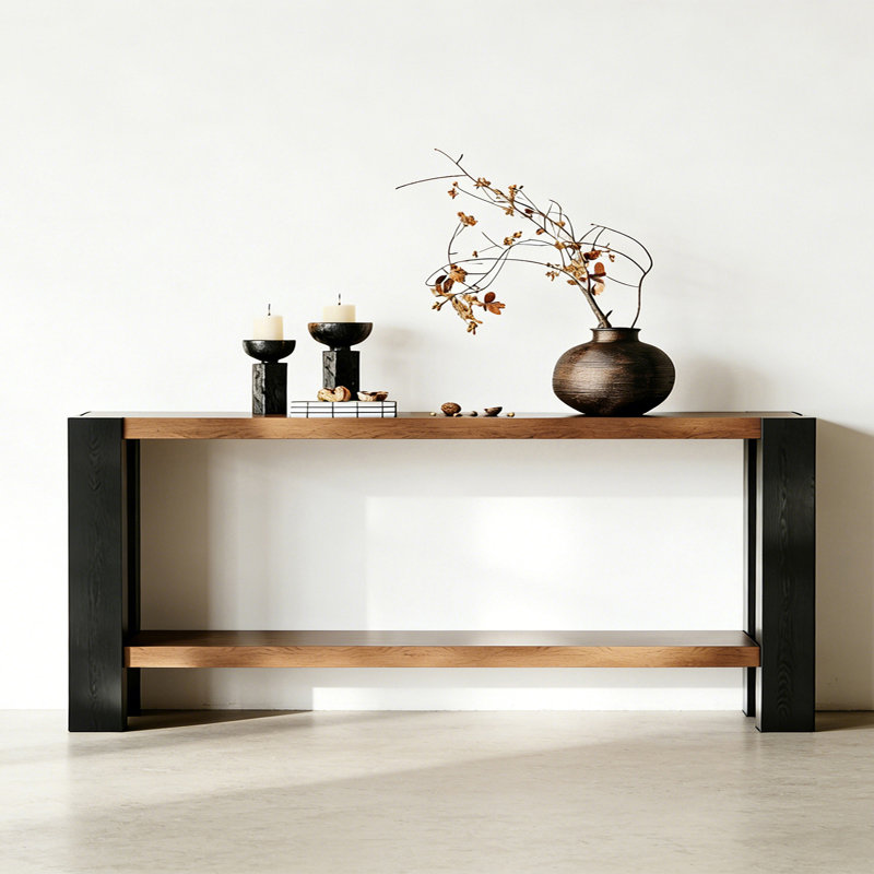 Retro Minimalist Practical Console Table, 29.53" H x 78.74" W x 13.78" D
